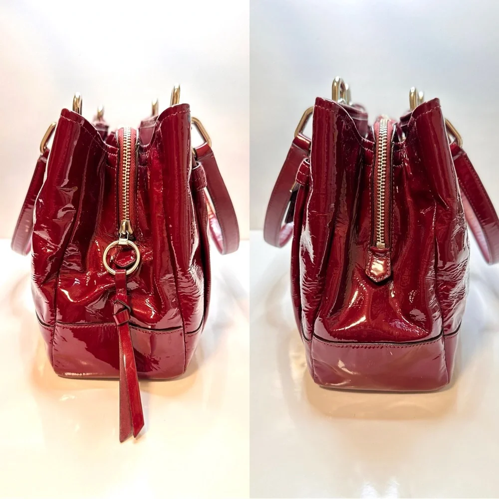 ✅ Sold ✅ Y2K Coach Chelsea Jayden Burgundy Patent Leather Tote Handbag Satchel - Picture 16 of 16